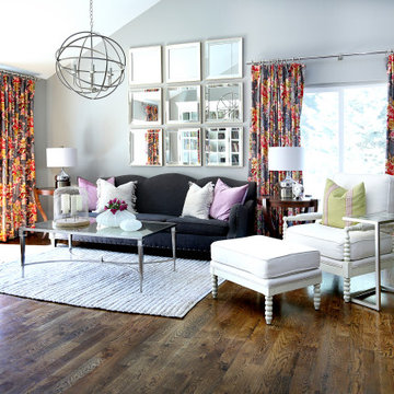 Drapes add color and help brighten living room