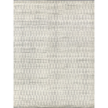 Mercer Hand-Knotted Wool Gray/Ivory Area Rug, 10'x14'
