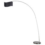 ARTIVA USA - The Curve 81" Black Curved Shade Brushed Steel Arch Floor Lamp - "The CURVE" Modern adjustable black oval curve shade allows you to alter the direction of the light as you please. This durable and captivating floor lamp is an asset to your contemporary decor.