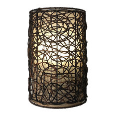 Eangee Home Designs Vine and Natural Fossilized Cocoa Leaf Half Cylinder Sconce
