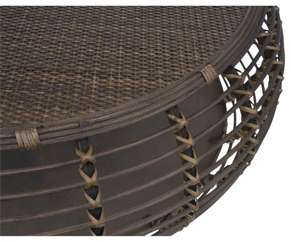 Gallerie Decor Java Transitional Rattan Coffee Table in Espresso ...