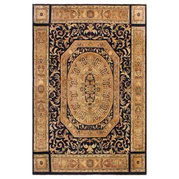Antique Vegetable Dyed Tamour Blue/Tan Wool Rug - 8'3'' x 10'6''