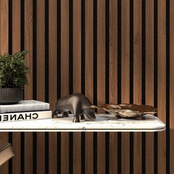 3D Acoustic Slat Walnut Wood Wall Panel - SoundPanel