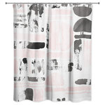 DDCG - Pink and Black Gridlock Shower Curtain - Make a bold statement in your bathroom with the Pink and Black Gridlock Shower Curtain. This pink and black shower curtain features a fun pattern that will add style to any bathroom. The fabric shower curtain includes 12 eyelets for hanging and is made of softened polyester fabric. Colors include black, pink and white. This unique shower curtain is designed, printed and assembled in the U.S.A.