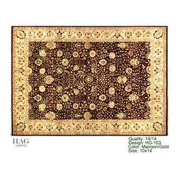 H.A.G. Hand Knotted Carpet 14/14 Quality Mairoon/Gold - Floor Rugs