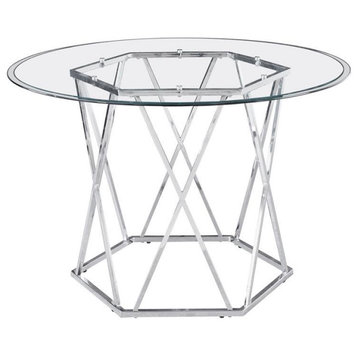 Steve Silver Escondido Chrome and Glass Top Dining Table