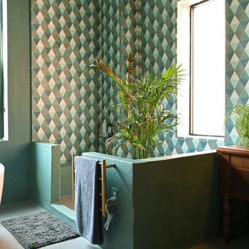 Green Tadelakt Plaster Bathroom