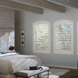 Transitional Cream Bedroom Custom Window Shutters by Hunter Douglas - Interior Shutters