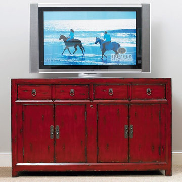 Hooker Furniture 58" Asian Cabinet in Red