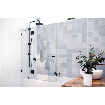 58.25"x48.5" Frameless Shower Bath Door Glass Hinge, Oil Rubbed Bronze