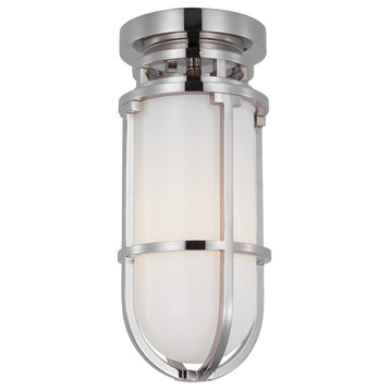 Gracie Tall Flush Mount in Polished Nickel with White Glass