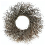 VanCortlandt Farms - Natural Quail Brush Twig Indoor/Outdoor Dried Wreath, 22" - Bunches of natural gray/brown twigs radiate out from a metal ring for a long-lasting designs