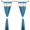 Turquoise Cream Tab Top Raw Silk Curtain (43 in.x84 in.) Matching Tieback -Pair