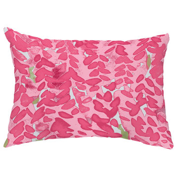Flower Bell 14"x20" Decorative Floral Outdoor Throw Pillow , Pink