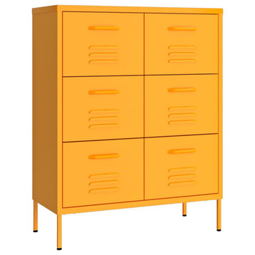 vidaXL Drawer Cabinet File Cabinet Office Storage Cabinet Mustard Yellow Steel