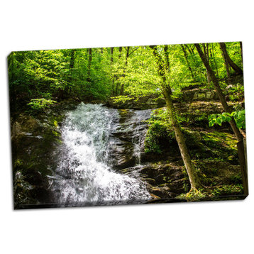Fine Art Photograph, Deep Woods Waterfall I, Hand-Stretched Canvas