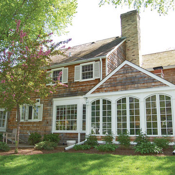 Beautiful Suburban Traditional Rustic Home - White Detailed Wood Exterior House
