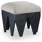 Meridian Furniture - Altair Upholstered Bench, Beige, 18.5" W, Velour Fur Fabric, Black Finish - Bold and architectural, the Altair beige velour fur fabric upholstered bench combines avant-garde design with plush luxury. The seat is covered in soft velour fur fabric, offering an indulgent texture that invites you to sit and relax. Its distinctive rich black oak veneer wooden base, featuring sharp, angular legs, brings a sculptural, modern touch to any room.