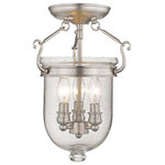 Livex Lighting - Jefferson Ceiling Mount, Brushed Nickel - Carrying the vision of rich opulence, the Jefferson has evolved through times remaining a focal point of richness and affluence. From visions of old time class to modern day elegance, the bell jar remains a favorite in several settings of the home. Using hand blown clear seeded glass...the possibilities are endless to find a piece that matches your desired personality and vision.