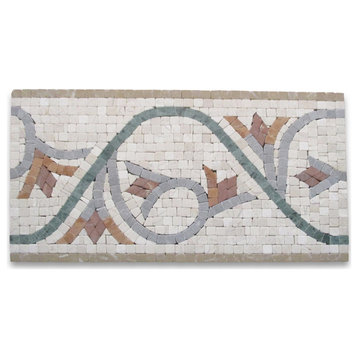 Marble Mosaic Border Listello Accent Tile Carina 7.5x13.5 Tumbled, 1 piece