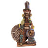 Warrior With The Sun Stone Ceramic Sculpture