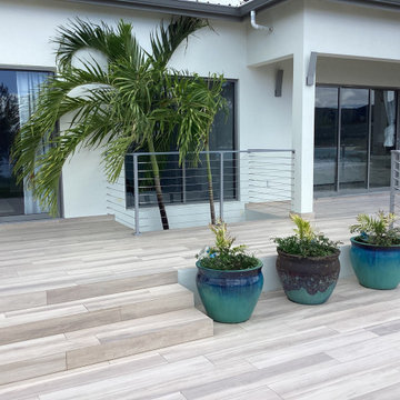 White metal post cable railing project in Antigua and Barbuda