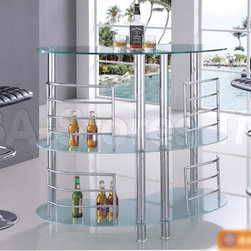 Modern 3 PC Bar Set with Black Barstools (Table and 2 Barstools) - Indoor Pub And Bistro Sets