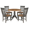 Wood 42 in. Round Drop Leaf Dining Table with 4 Chairs in Hickory/Washed Coal