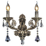 CWI Lighting - Brass 2 Light Wall Sconce With Black Finish - Easily make your home feel like a palace with the presence of this black Brass 2 Light Wall Sconce. Depicting a traditional candelabra design, this light source comes with an intricate wall plate with gracefully scrolling arms adorned with dangling clear crystals. It's a picture of refinement with its majestic display of ornate detailing. This character-rich light source requires two candelabra bulbs. Feel confident with your purchase and rest assured. This fixture comes with a one year warranty against manufacturers defects to give you peace of mind that your product will be in perfect condition.