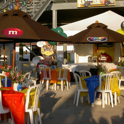 Customer Photo: M&Ms Logo Market Umbrellas for NASCAR - Outdoor Umbrellas