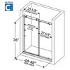 ULTRA-C Collection Frameless 10mm Clear Tempered Glass Shower Doors, Chrome, 44-48"x76"