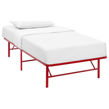 Modway Horizon Stainless Steel Twin Metal Bed Frame in Red
