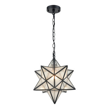 Moravian Star Pendant Light Star Glass Lights With Chain, Seeded Glass, 16"