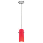 Access Lighting - Cylinder LED Cord Pendant, Brushed Steel, Red - Access Lighting is a contemporary lighting brand in the home-furnishings marketplace.  Access brings modern designs paired with cutting-edge technology. We curate the latest designs and trends worldwide, making contemporary lighting accessible to those with a passion for modern lighting.