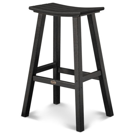 Polywood Traditional 30" Saddle Bar Stool, Black