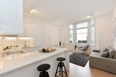 Photo of a contemporary home design in London.