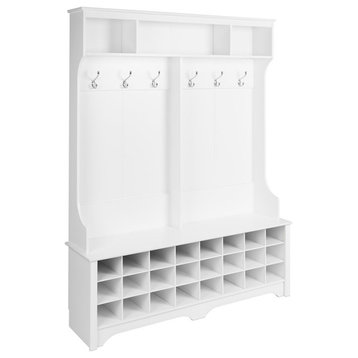 Pemberly Row Contemporary 24 Cubby 60" Hall Tree in White