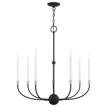 Livex Lighting Clairmont 7 Light Black With Brushed Nickel Accents Chandelier