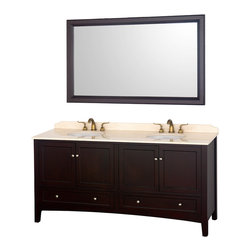 Wyndham Collection Audrey72" Vanity, Ivory Marble Top, White Sinks - Bathroom Vanities And Sink Consoles
