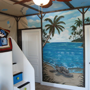 Treasure Island Pirate Mural Themed boys bedroom by MuralArt.com