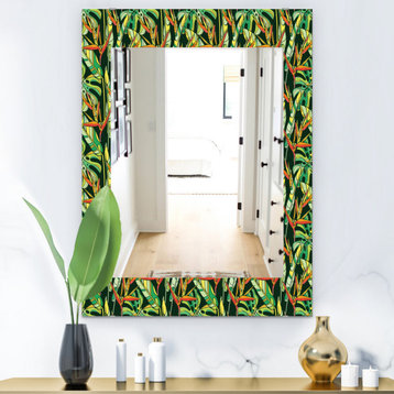 Designart Tropical Mood Foliage 5 Bohemian And Eclectic Frameless Wall Mirror