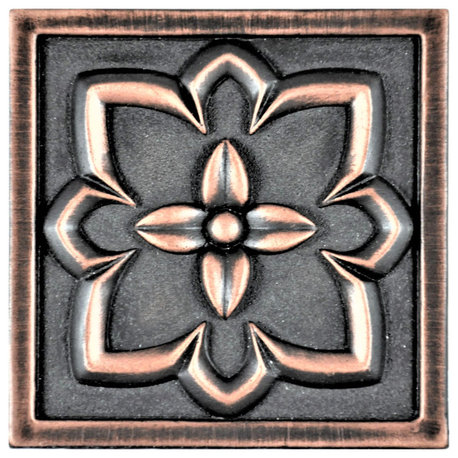 Crown Metal Insert Tile 2"x2", Set of 8, Oil Rubbed Bronze