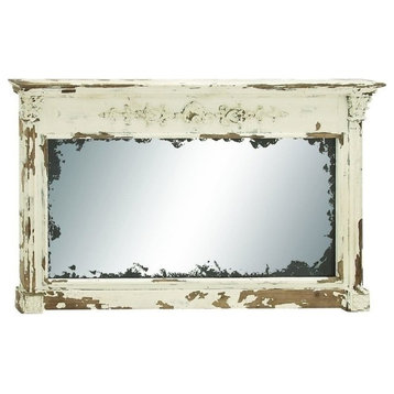 Vintage Cream Wood Wall Mirror 14839