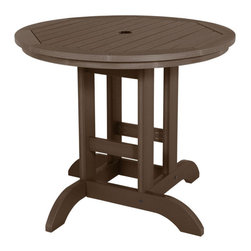 Highwood USA - Round Dining Table, 36", Weathered Acorn - Outdoor Dining Tables