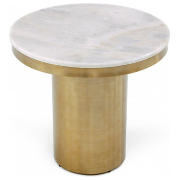 Piotr Glam White and Gold End Table