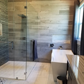 Master Bathroom Full Remodel Featuring Marble Floors and Countertops
