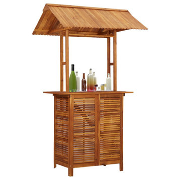 Vidaxl Outdoor Bar Table With Rooftop 48"x41.7"x85.4" Solid Acacia Wood
