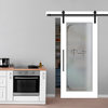 Pantry Room Sliding Barn Door with Glass Insert Pantry Frosted Design, Primed White, 38"x81", Semi-Private