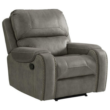 Sunset Trading Calvin 41" Contemporary Fabric Recliner/Reclining Chair in Gray