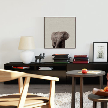 "Elephant Surprise" Floater Framed Painting Print on Canvas